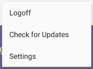 Picture showing the Standalone App Home screen menu on an Android device.